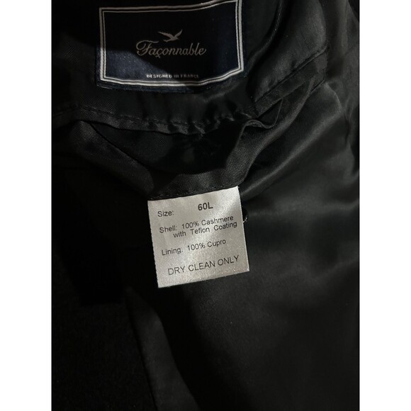 Faconnable Men’s 100% Cashmere Coat size 60L /50US Black Made in Poland - Picture 8 of 9